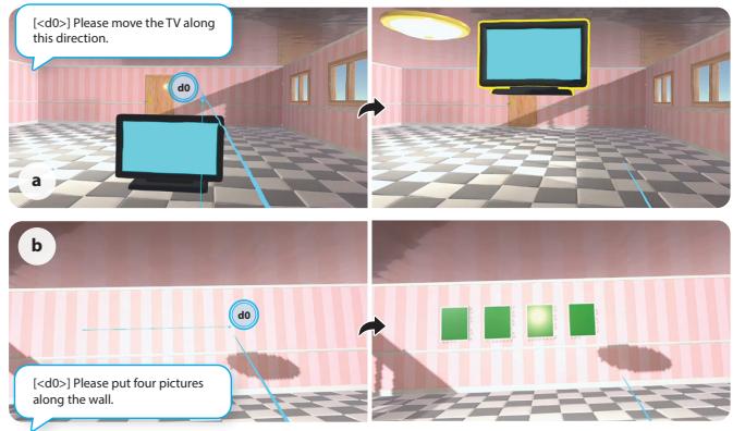 Lining interaction: a line representing a moving vector and a line indicating picture placement